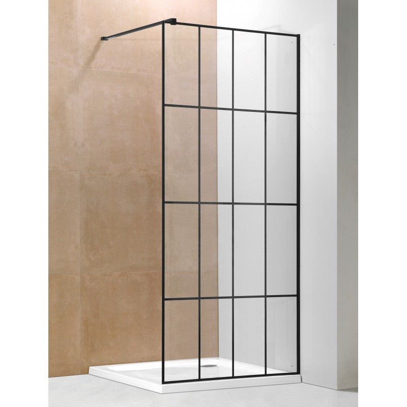 Alyza , 39",  Douche en verre style Italienne noir