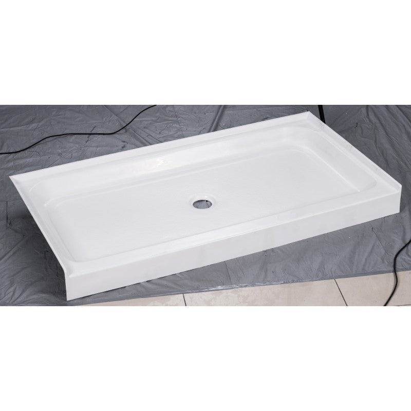Apollon 60 × 36”, base de douche pour alcôve, drain central