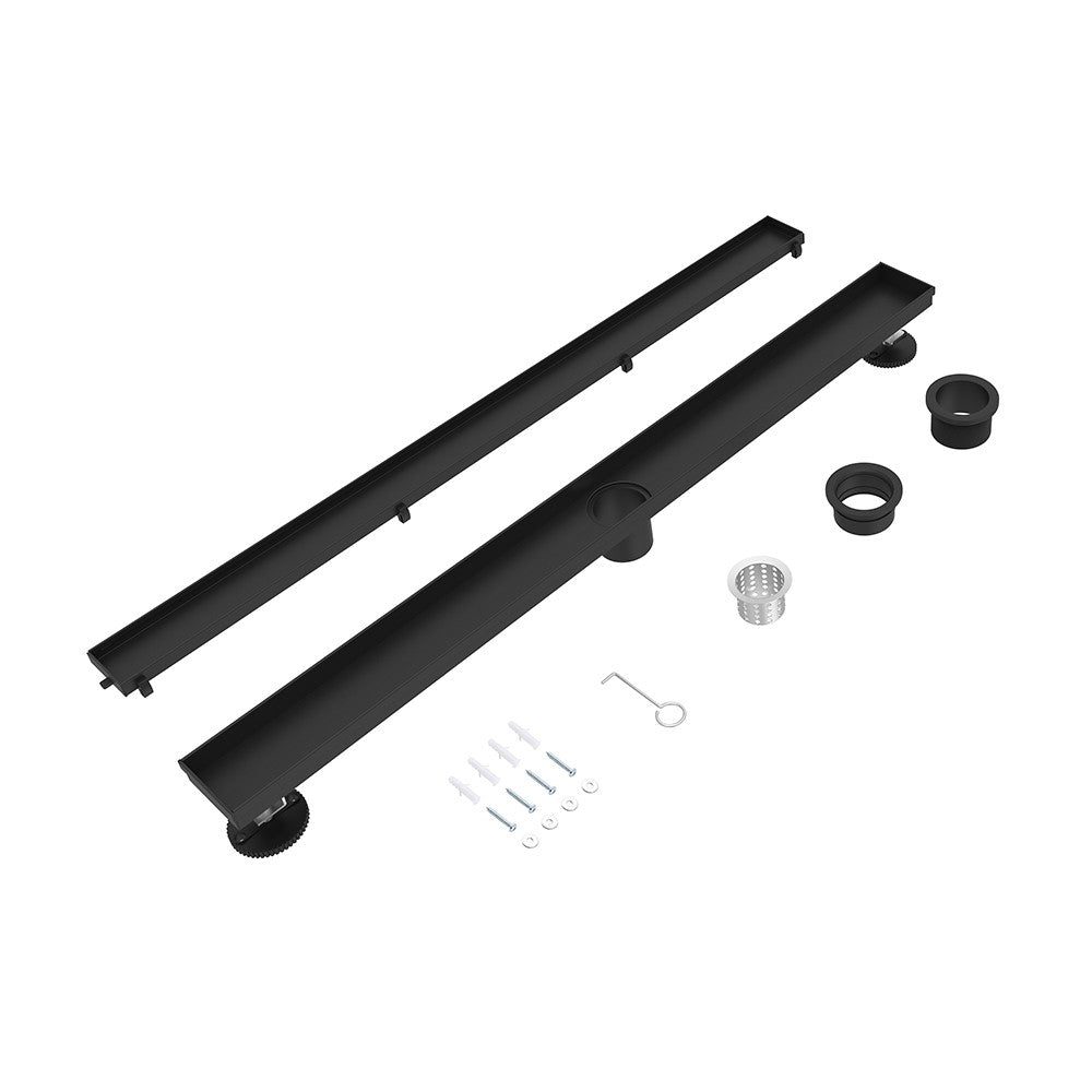 Drain linéaire en Acier inoxydable fini noir mat - Grandeur: 24"