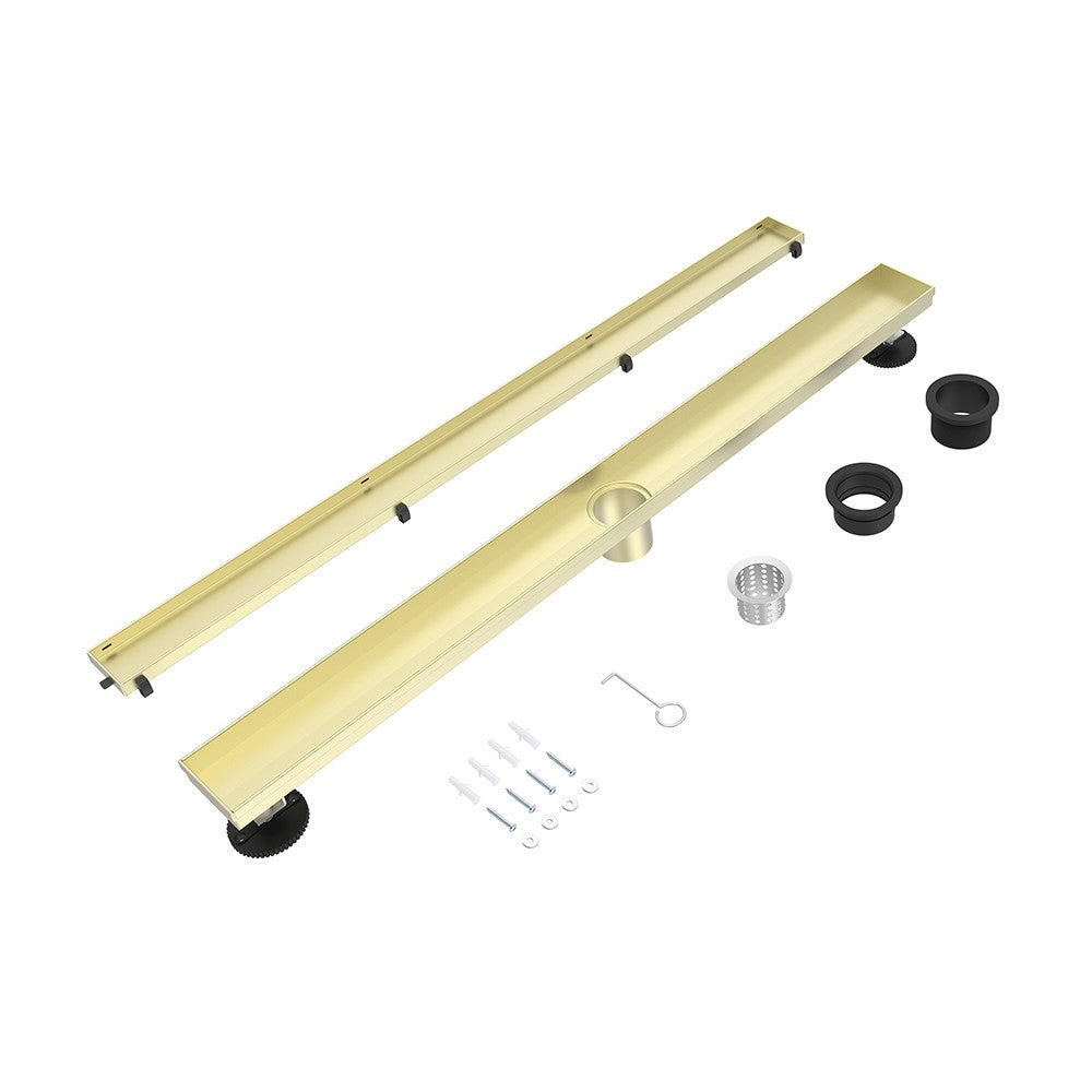 Drain linéaire en Acier inoxydable fini or mat - Grandeur: 32"
