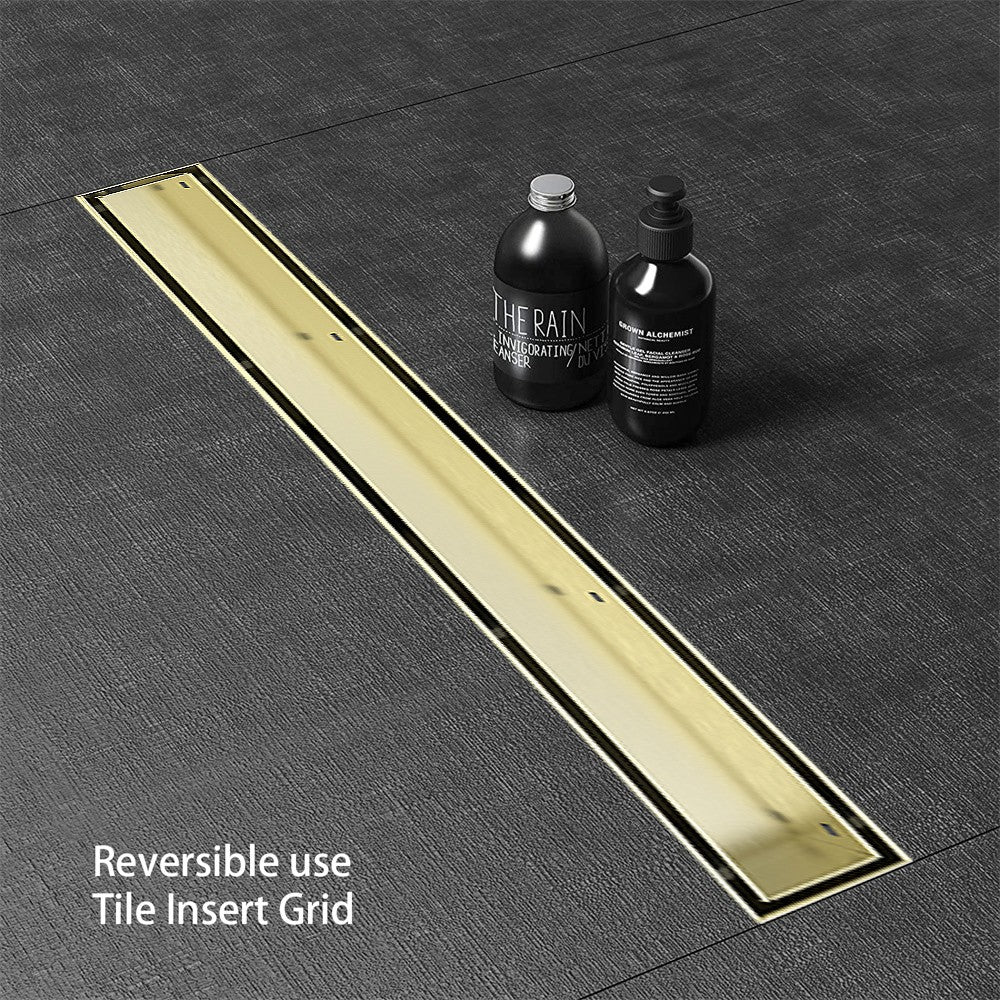 Drain linéaire en Acier inoxydable fini or mat - Grandeur: 48''