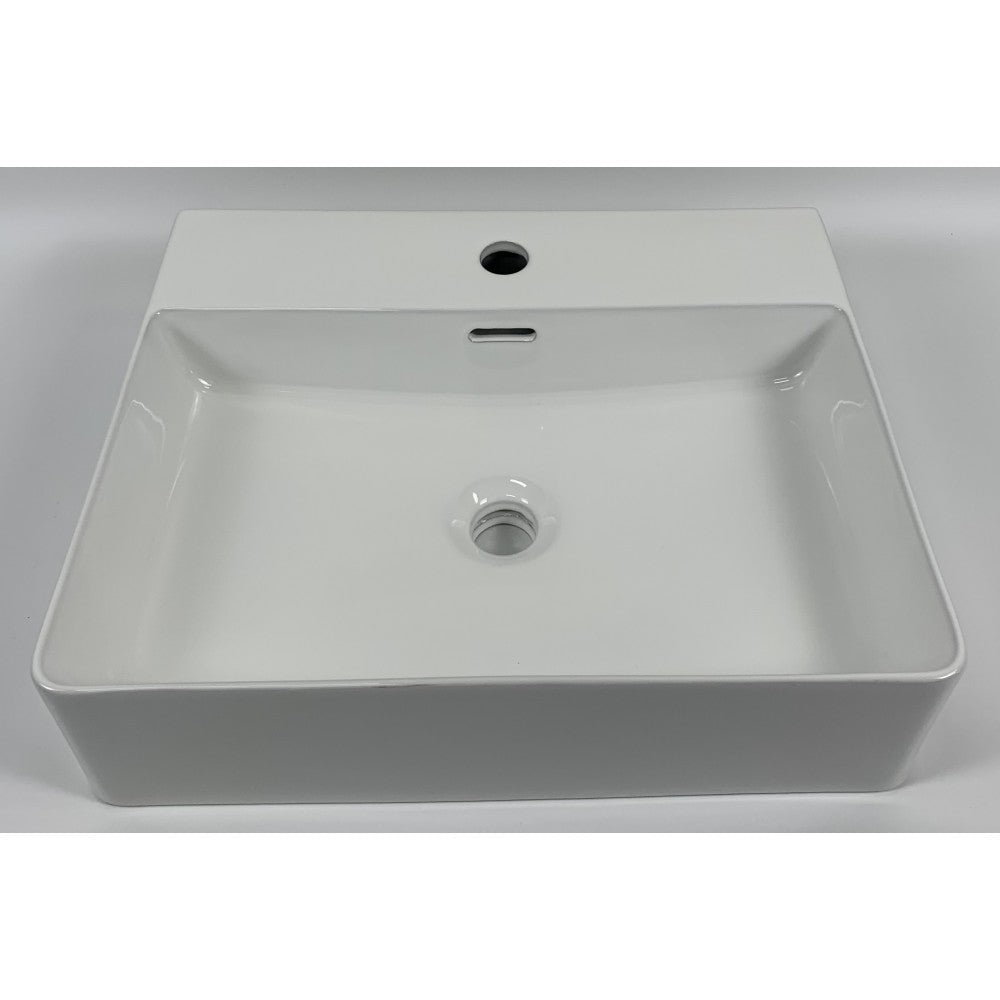 Kali, lavabo rectangulaire en porcelaine avec fini blanc lustré