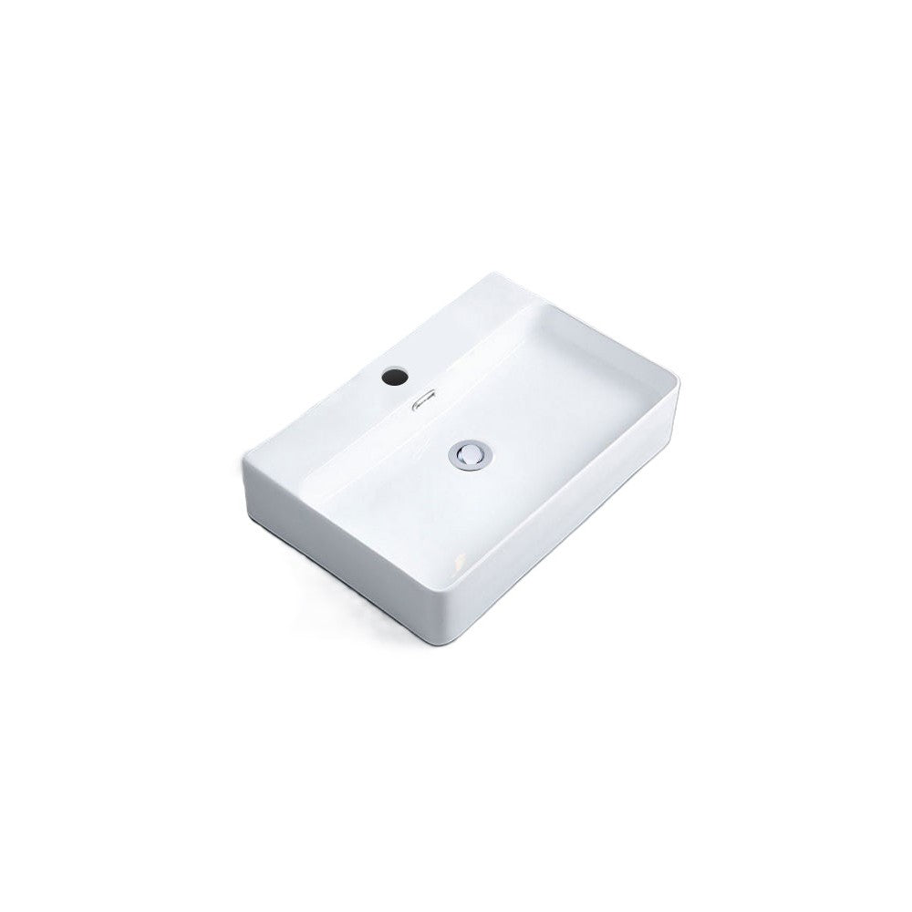 Kali, lavabo rectangulaire en porcelaine avec fini blanc lustré