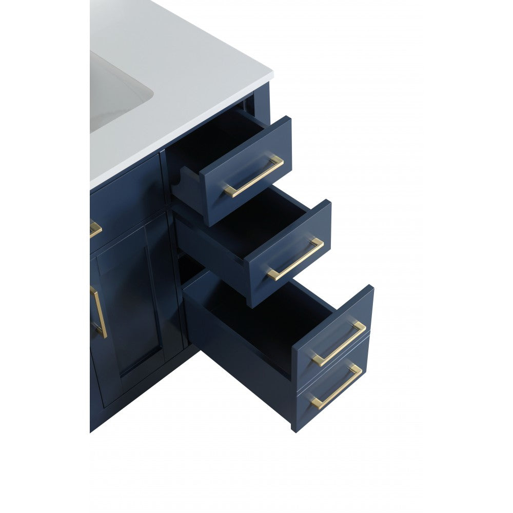 Vanité de salle de bain Goli 36'' – bois massif bleu antique