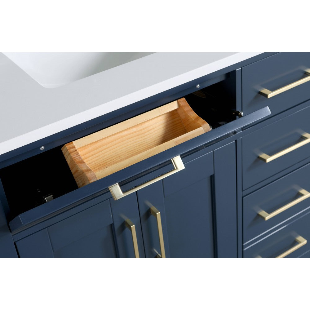 Vanité de salle de bain Goli 36'' – bois massif bleu antique