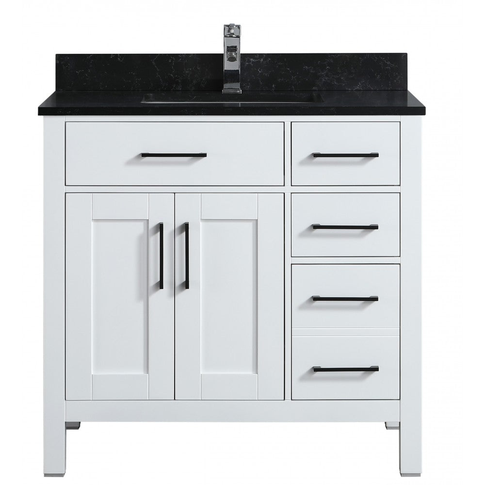 Vanité de salle de bain Goli 36" – bois massif blanc