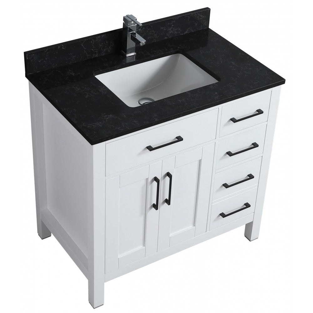 Vanité de salle de bain Goli 36" – bois massif blanc