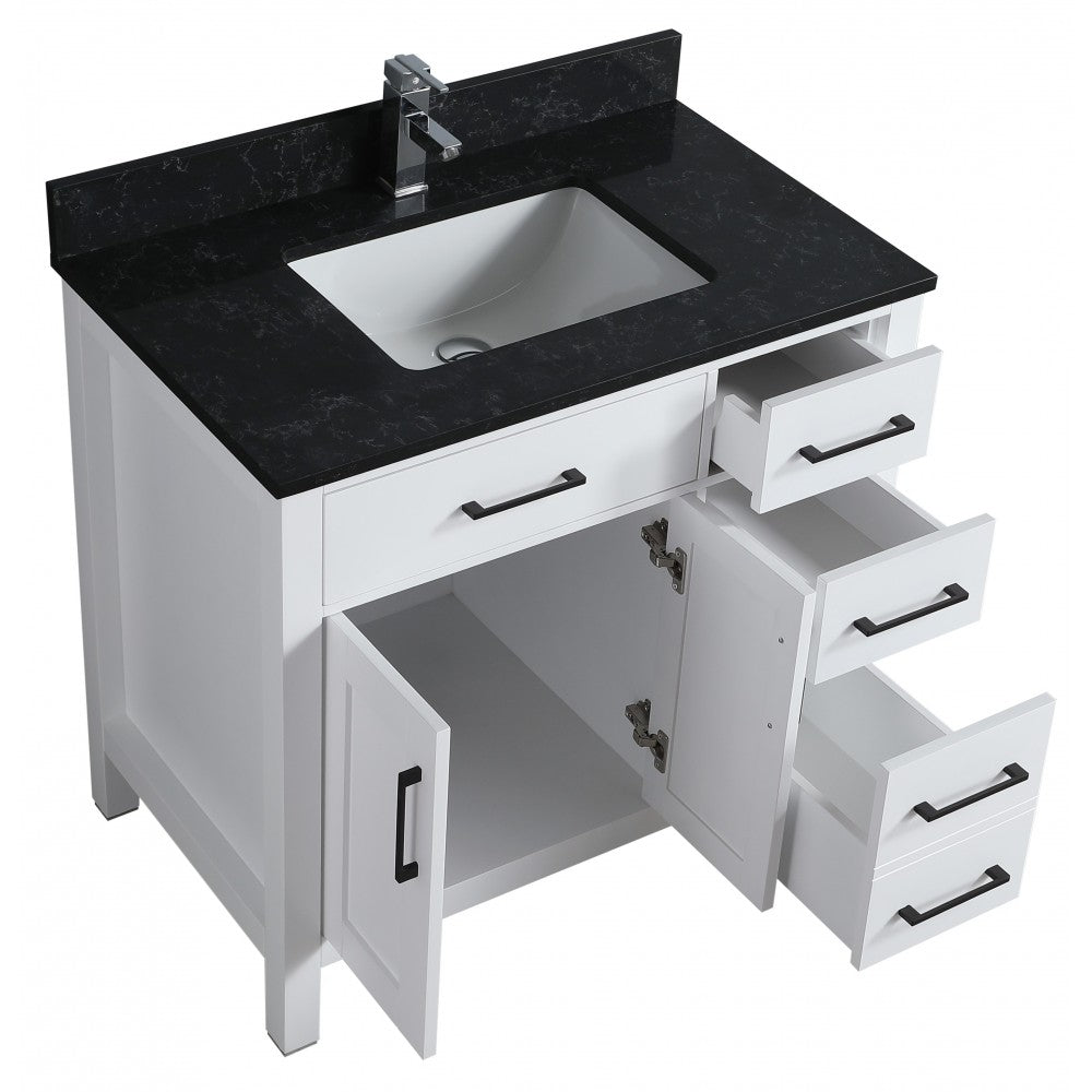 Vanité de salle de bain Goli 36" – bois massif blanc