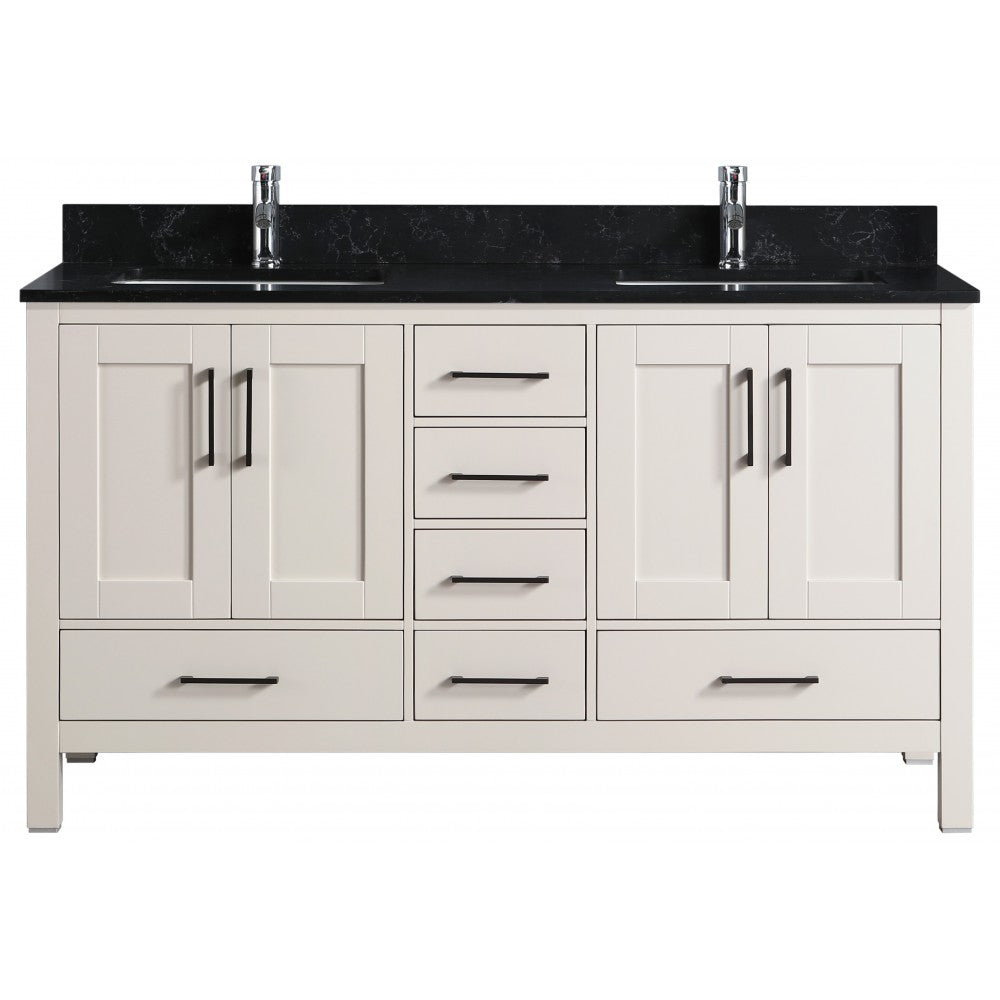 Vanité de salle de bain Goli 60'' – bois massif greige