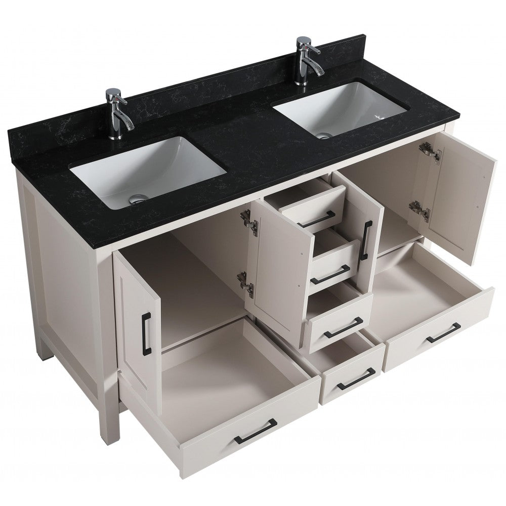 Vanité de salle de bain Goli 60'' – bois massif greige