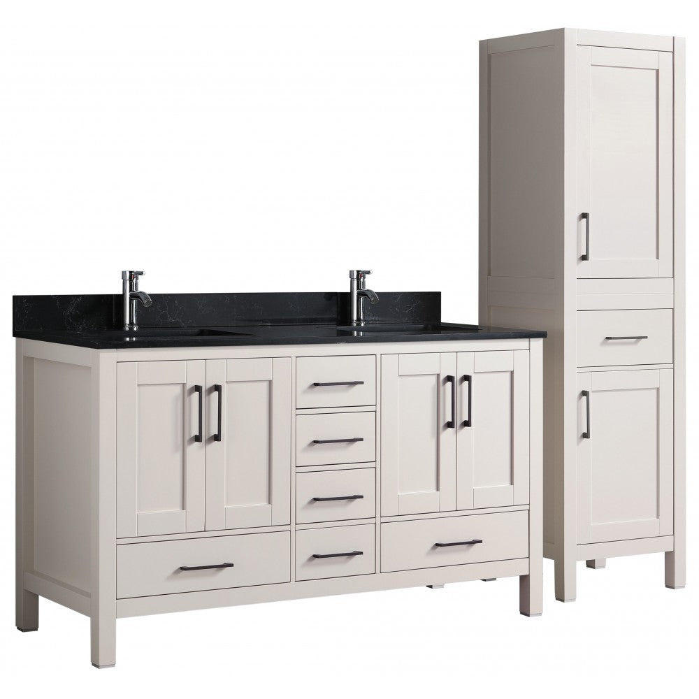 Vanité de salle de bain Goli 60'' – bois massif greige