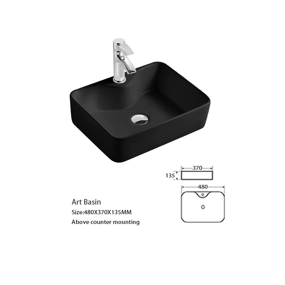 Danu noir mat, Lavabo en porcelaine