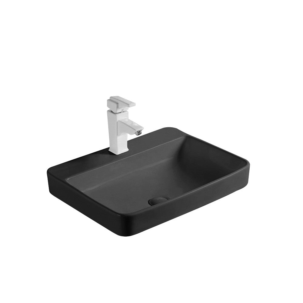 Aine, Lavabo en porcelaine Noir Mat