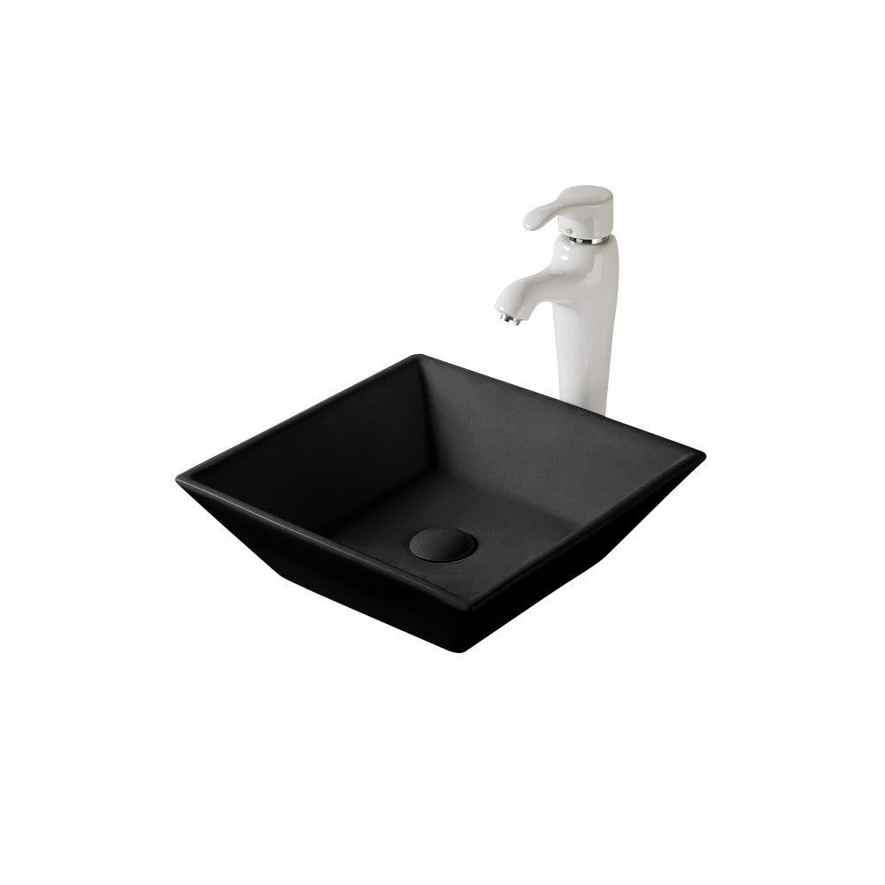 Wakato Lavabo en porcelaine noir mat