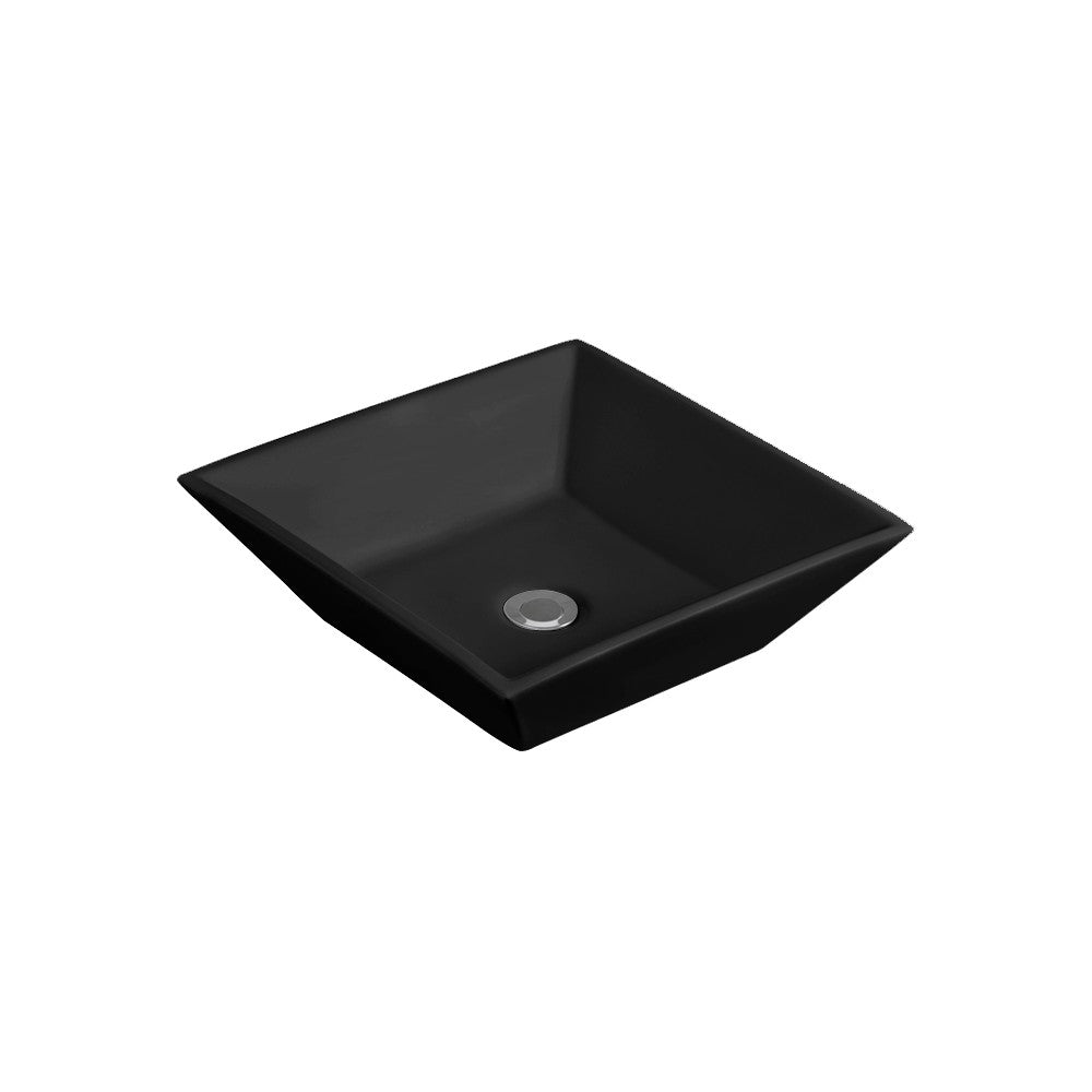 Wakato Lavabo en porcelaine noir mat