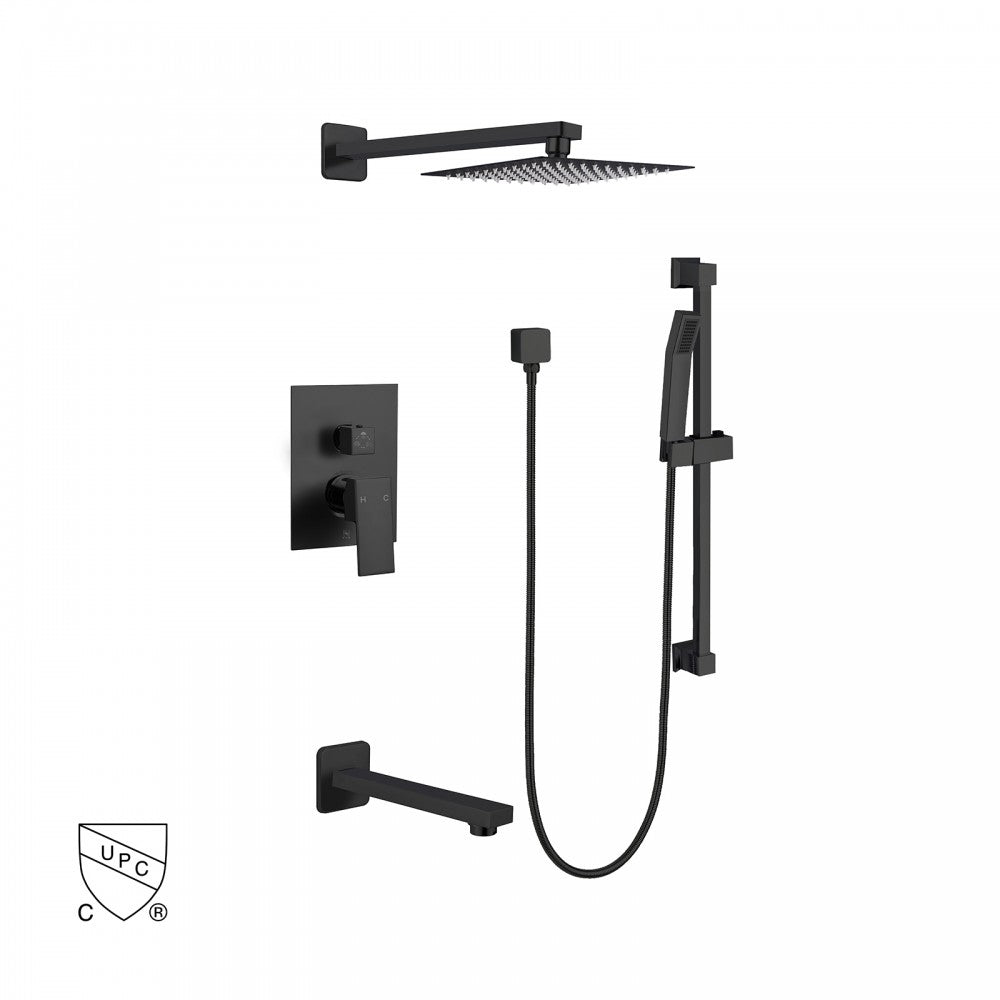 Ares, Robinet de bain et douche noir mat