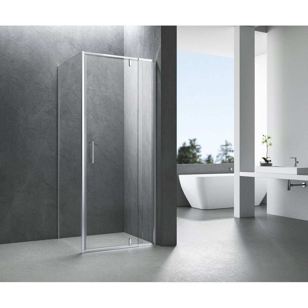 META 36'',Douche carré chrome à charnière,