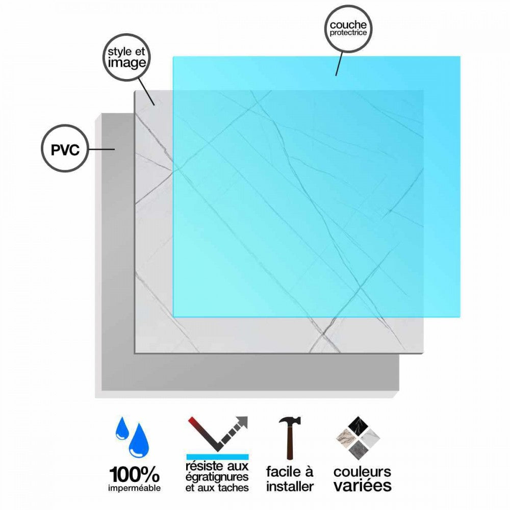 Ardoise Anthracite Mur De Douche effet 48''x 96''