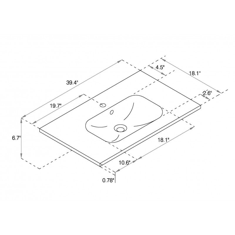 Comptoir en poussière de marbre avec lavabo intégré