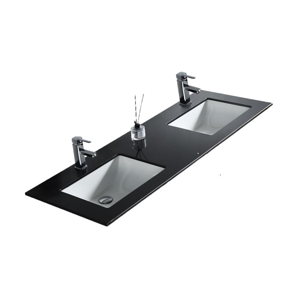 Dessus de vanité de 60" noir  , double lavabos