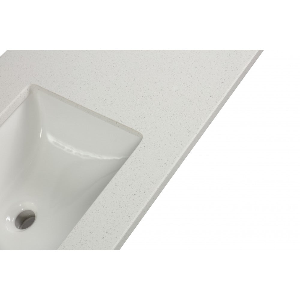 White 60", Marble Vanity Top with 2 Undermount Porcelain Sinks