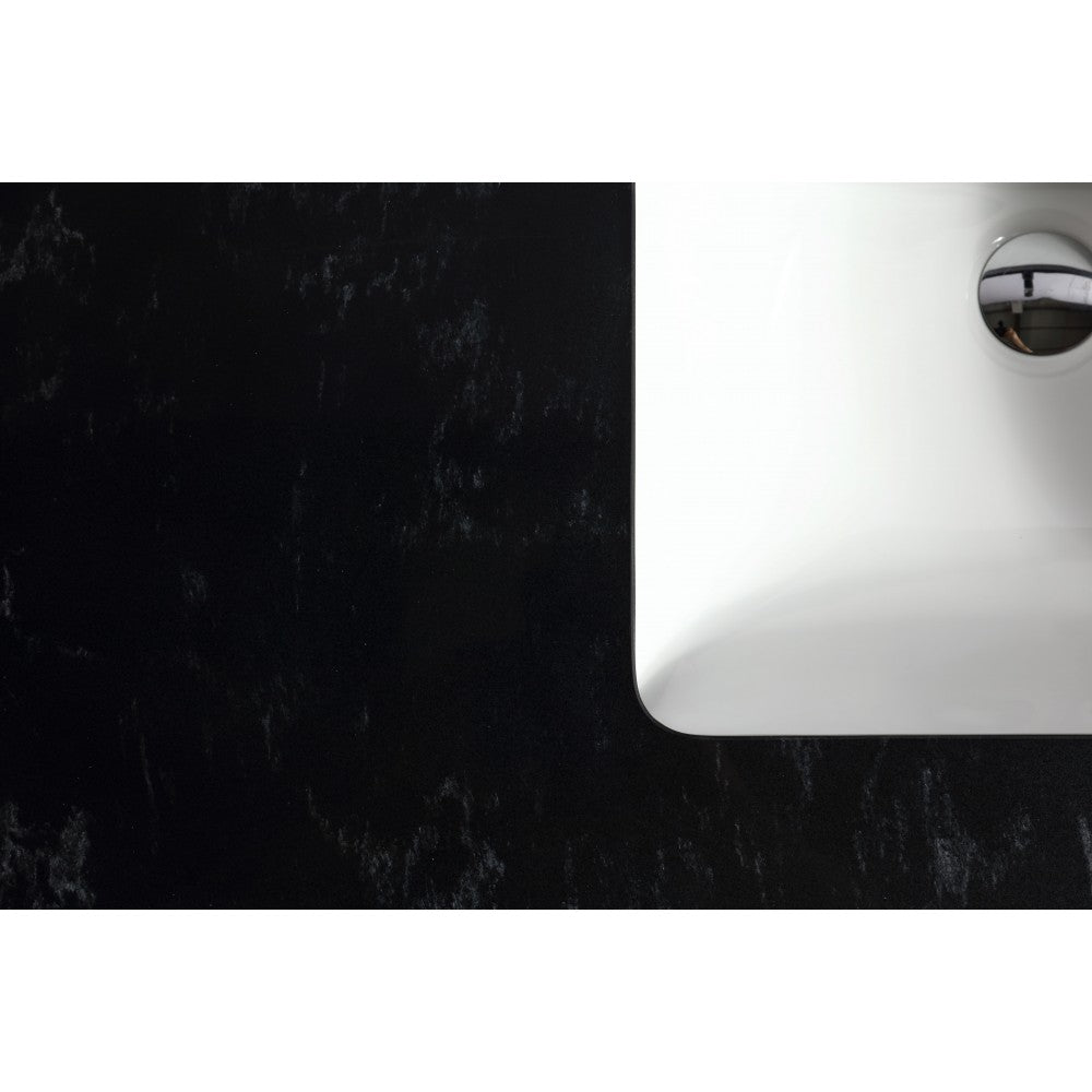 Dessus de vanité en quartz noir 36 pouces avec lavabo sous-plan en porcelaine