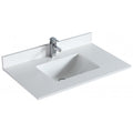 Dessus de vanité en quartz blanc pure 36 pouces avec lavabo sous-plan en porcelaine