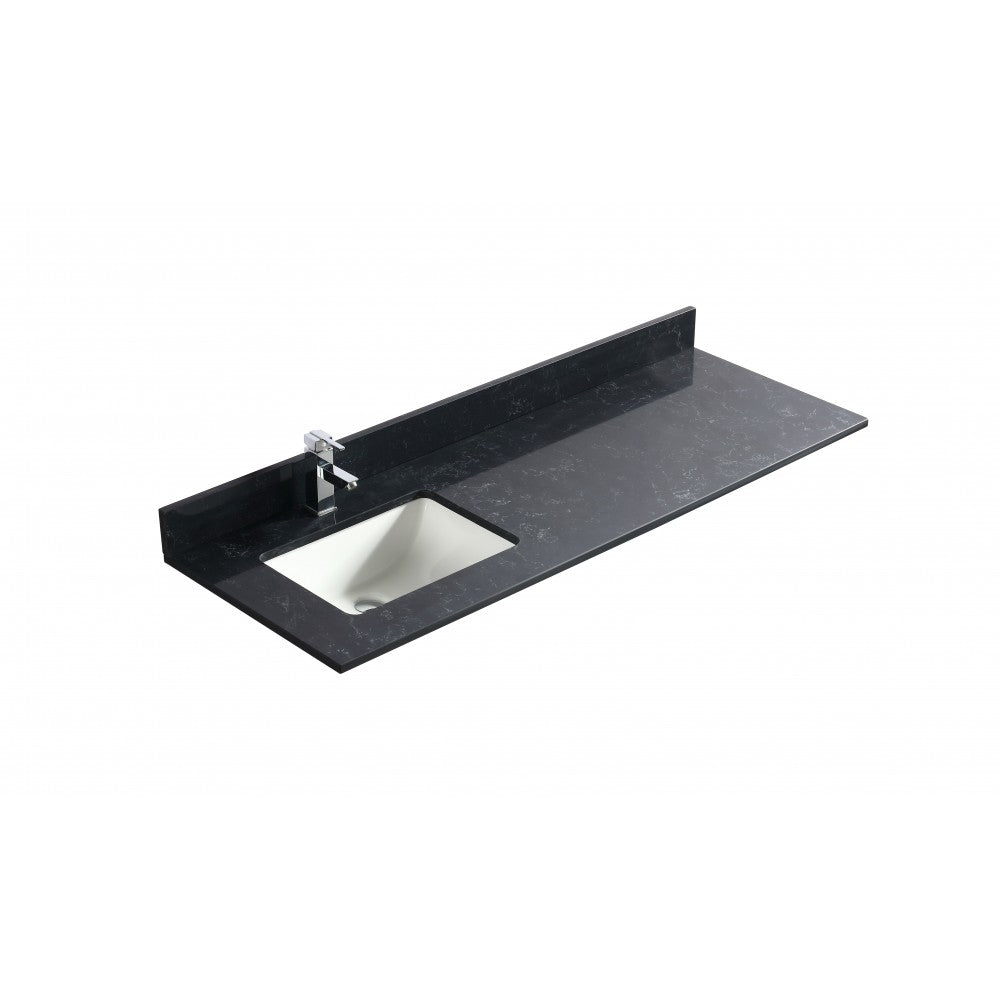 Noir 60", dessus de vanité en quartz avec lavabo en porcelaine sous-plan